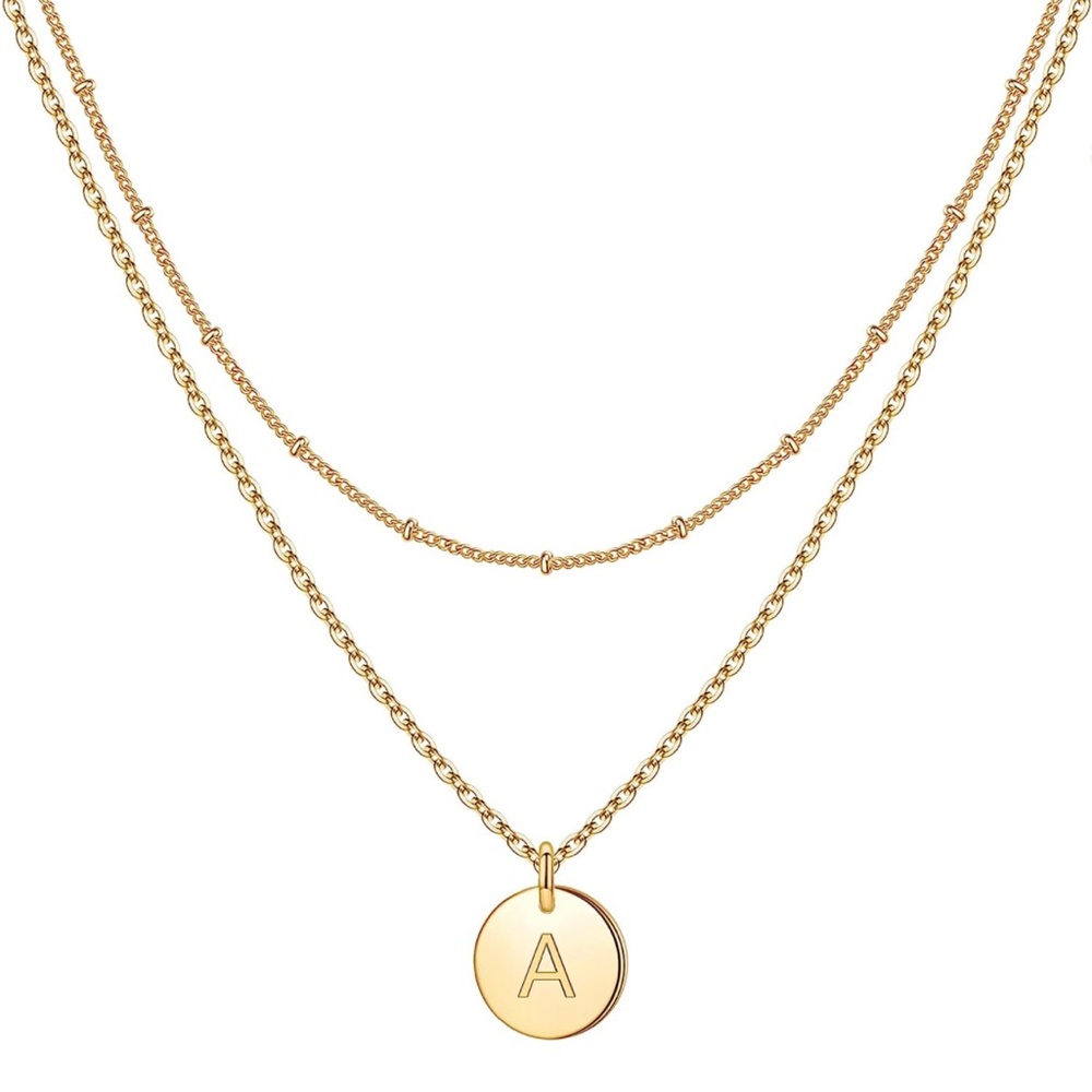 Letter A Layered Gold Necklace